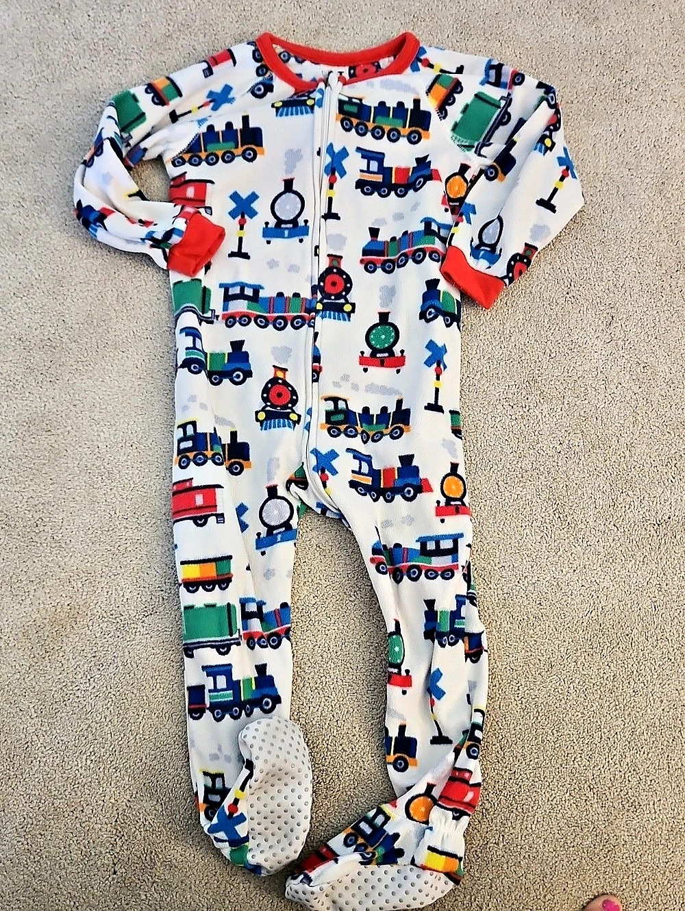 PJ Place Train Print Footed Sleeper Size 3T